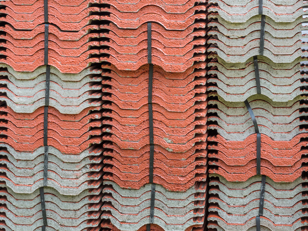 Terracotta roof tile stack - Photo, Image