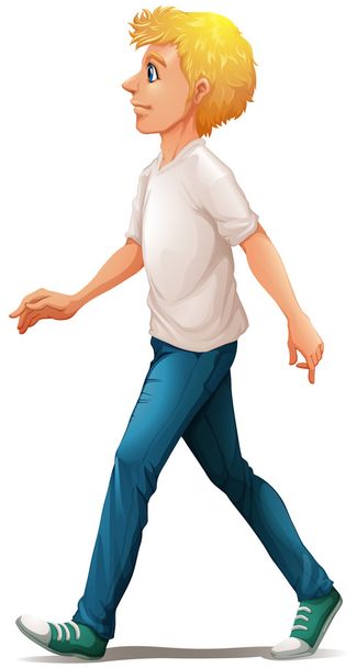 Mies valkoisessa paidassa kävelee
 - Vektori, kuva