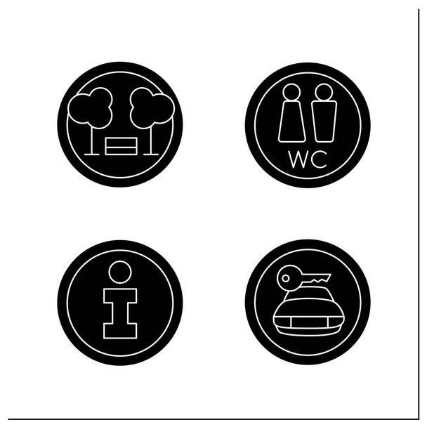 Znaki miejsca publicznego zestaw ikon glifów - Wektor, obraz