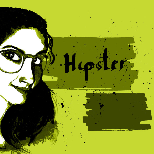 Girl ink hipster - Vector, Image