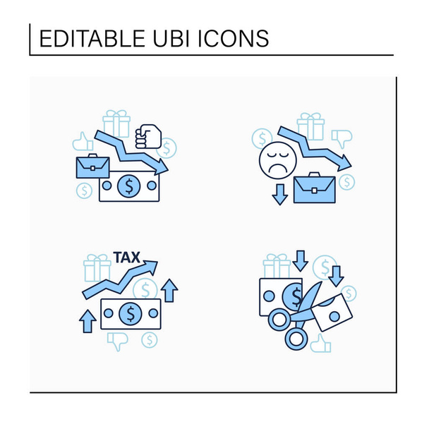 Set di icone della linea di reddito di base universale - Vettoriali, immagini