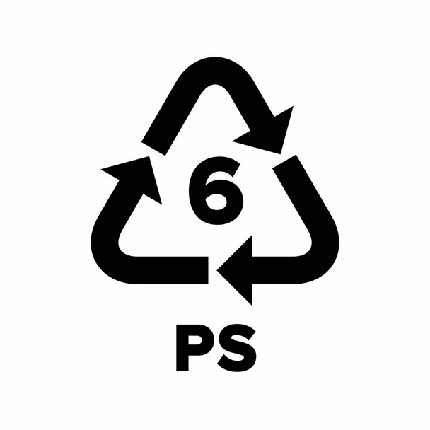 Codice di riciclaggio della plastica applicato agli imballaggi (PS). Segno vettoriale. - Vettoriali, immagini