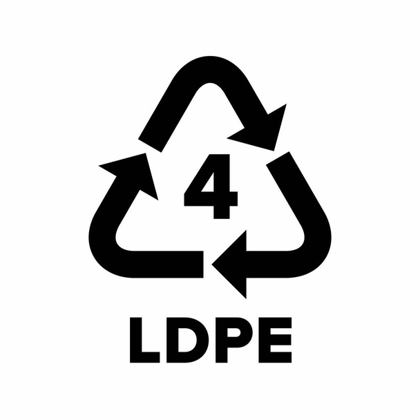 Codice di riciclaggio della plastica applicato agli imballaggi (LDPE, PELD). Segno vettoriale. - Vettoriali, immagini