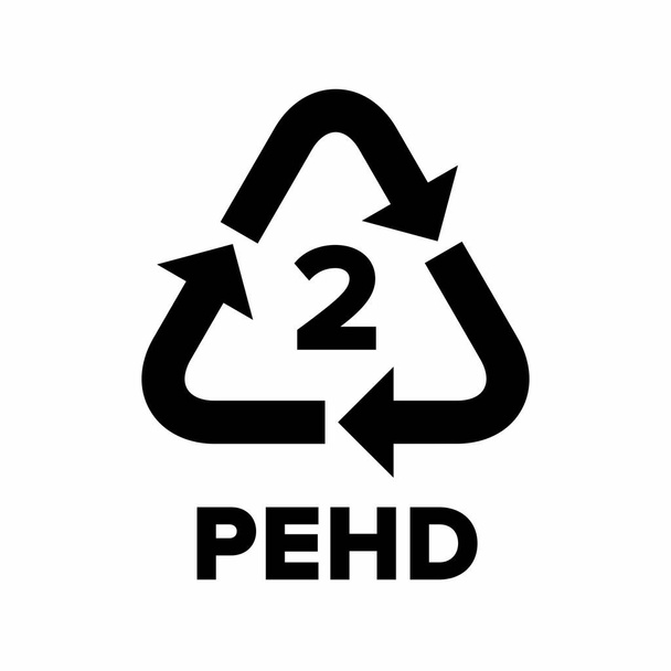 Code de recyclage du plastique appliqué aux emballages (PEHD, PEHD, PE). Signe vectoriel. - Vecteur, image