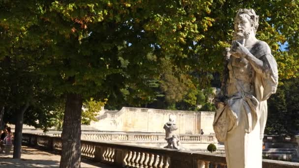 Nime,Gard, Occitanie, France. Jardins de la Fontaine,. The  public garden, Jardins de la Fontaine, built in 1745 - Footage, Video