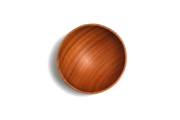 Top view wooden bowl isolated on white background. Image photo - Photo, Image