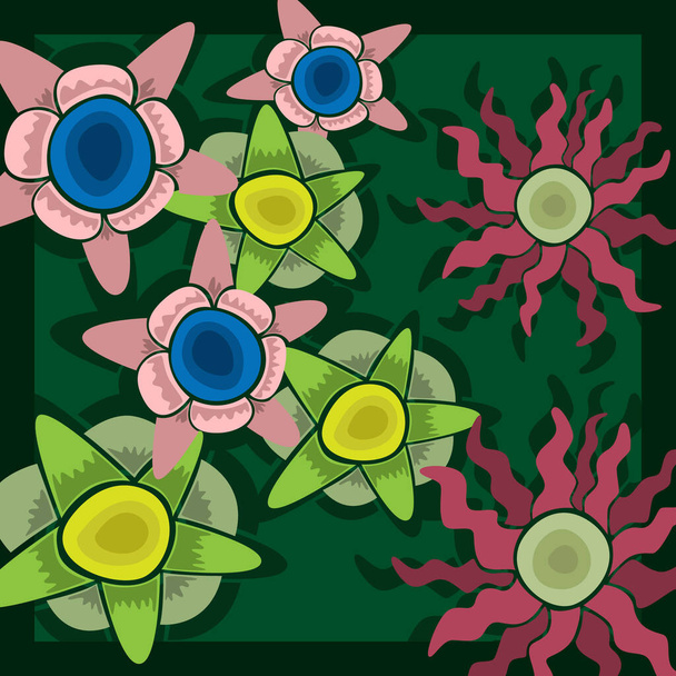 Wallpaper with a picture of flowers on top. Vector illustration. - Vecteur, image