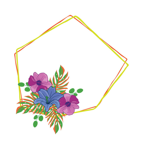 Bonito Vector Floral Foliage Arrangements Set Gráficos com elegante floral e folhas em ilustração colorida. Pode ser usado para o seu casamento ou qualquer modelo de convite - Vetor, Imagem