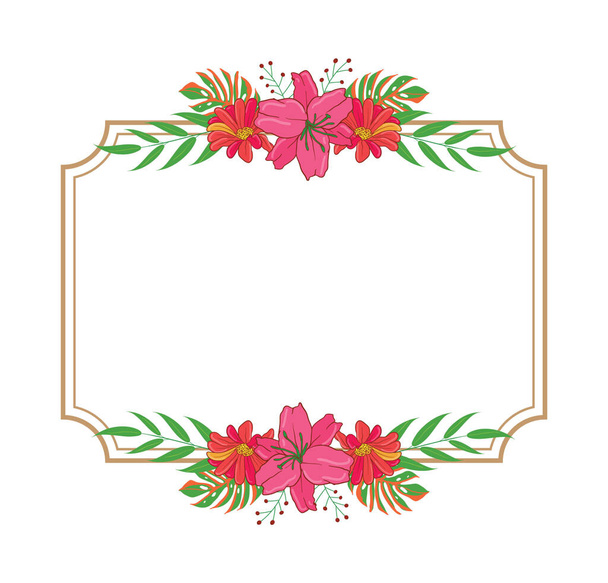 Beautiful Vector Floral Foliage Arrangements Set Graphics con elegantes flores y hojas en colorida ilustración. Puede ser utilizado para su boda o cualquier plantilla de invitación - Vector, imagen