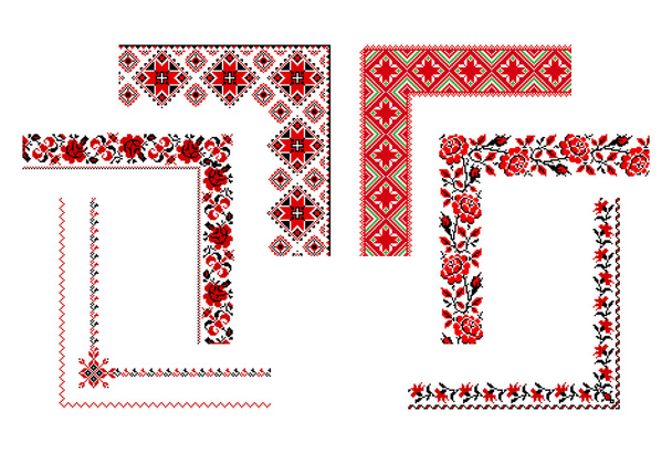 Ukrainian embroidery ornaments - Vector, Image