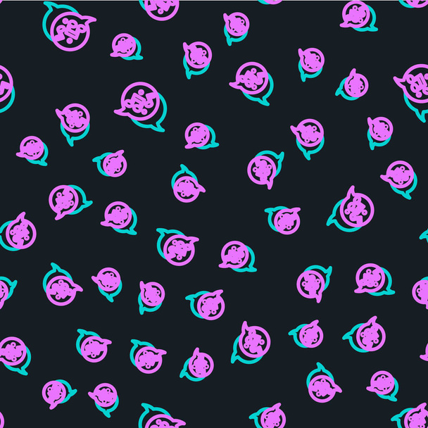Line Music note, tone icon isolated seamless pattern on black background.  Vector - Vector, Image