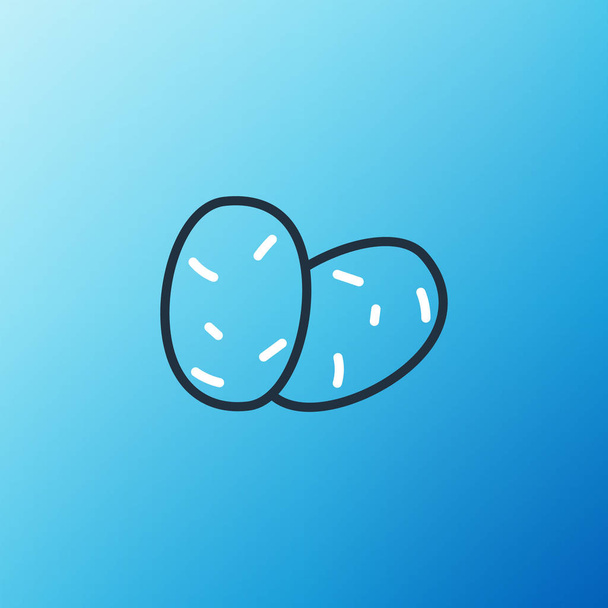 Line Potato Symbol isoliert auf blauem Hintergrund. Buntes Rahmenkonzept. Vektor - Vektor, Bild