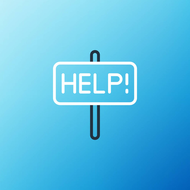 Line Help icon isolated on blue background. Colorful outline concept. Vector - Vektör, Görsel
