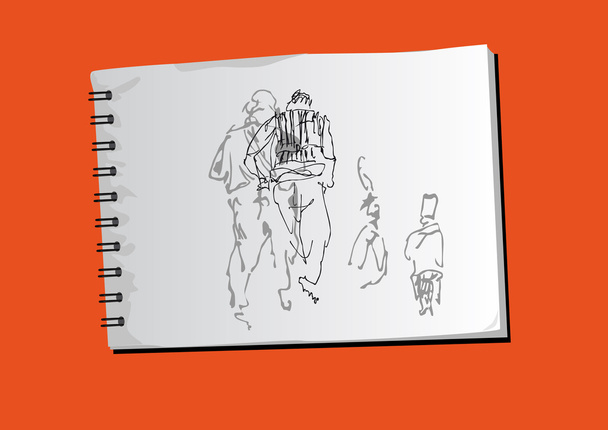 Page of notebook with sketches of - Vector, Image