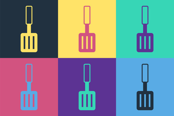 Pop Art Barbekü Spatula simgesi renk arkaplanında izole edildi. Mutfak spatula ikonu. Barbekü spatula işareti. Barbekü ve ızgara aleti. Vektör. - Vektör, Görsel