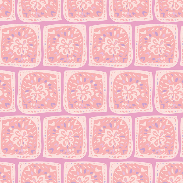 pink floral decor tiles seamless vector pattern - Vector, Image