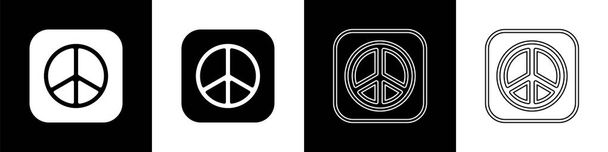 Set Icono de Paz aislado sobre fondo blanco y negro. Símbolo hippie de paz. Vector. - Vector, Imagen