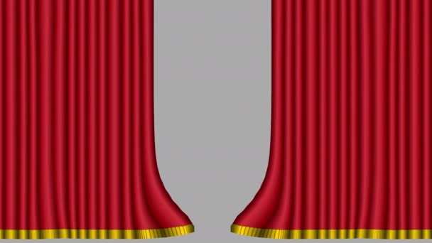 Open stage curtain illustration 4K video (background alpha transparency) - Footage, Video