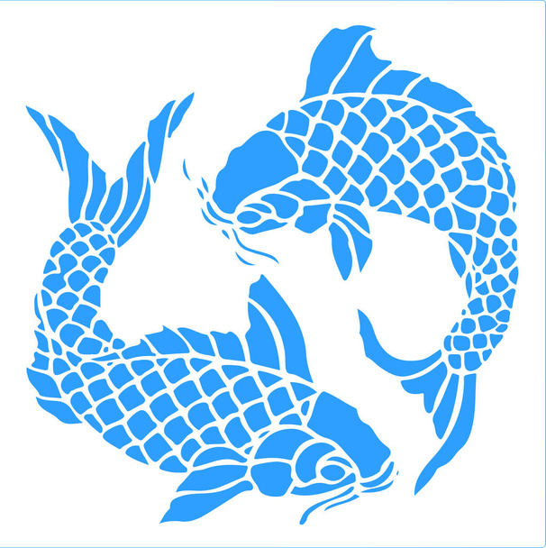 Σχέδιο ή σκίτσο περιγράμματος ή σιλουέτας ψαριών ζεύγους επεξεργάσιμη εικόνα - Διάνυσμα, εικόνα