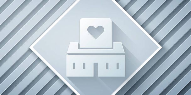 Paper cut Volunteer center icon isolated on grey background. Paper art style. Vector. - Vector, imagen