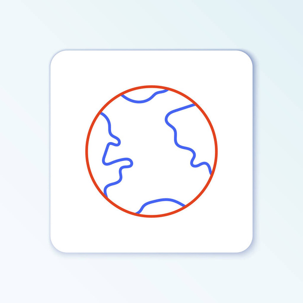 Línea Tierra globo icono aislado sobre fondo blanco. Signo del mundo o la Tierra. Símbolo global de Internet. Formas geométricas. Concepto de esquema colorido. Vector - Vector, Imagen