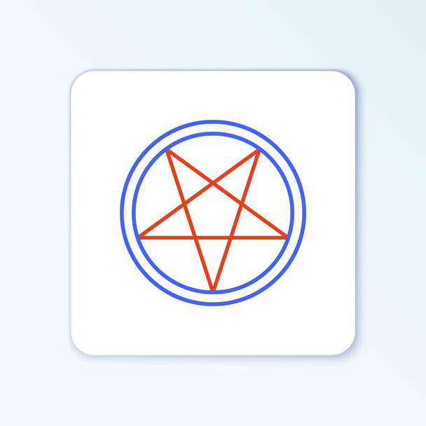 Linka Pentagram v kruhu ikony izolované na bílém pozadí. Magický okultní hvězdný symbol. Barevný koncept. Vektor - Vektor, obrázek