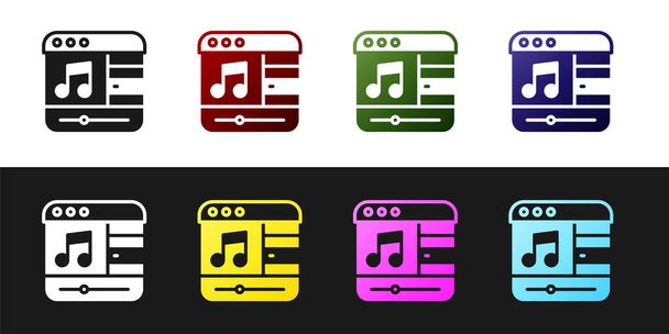 Set Musik-Player-Symbol isoliert auf schwarz-weißem Hintergrund. Tragbares Musikgerät. Vektor - Vektor, Bild