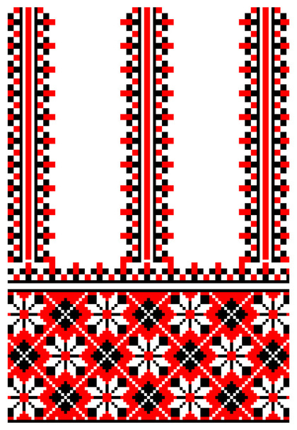 Ilustraciones vectoriales de ornamentos bordados ucranianos, patrones, marcos y bordes
. - Vector, Imagen