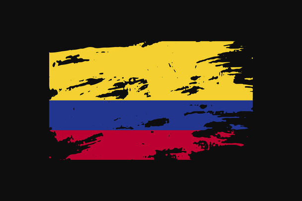 Bandera Grunge Style de la Colombia. Se utilizará gráficos de camiseta, impresión, póster y fondo. - Vector, Imagen