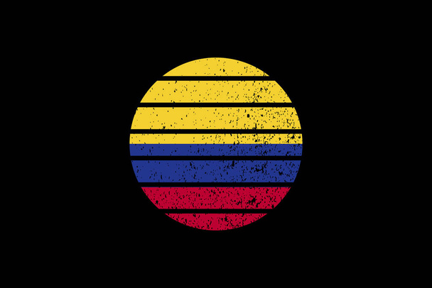 Σημαία στυλ Grunge της Κολομβίας. Θα χρησιμοποιηθεί t-shirt γραφικά, εκτύπωση, αφίσα και φόντο. - Διάνυσμα, εικόνα