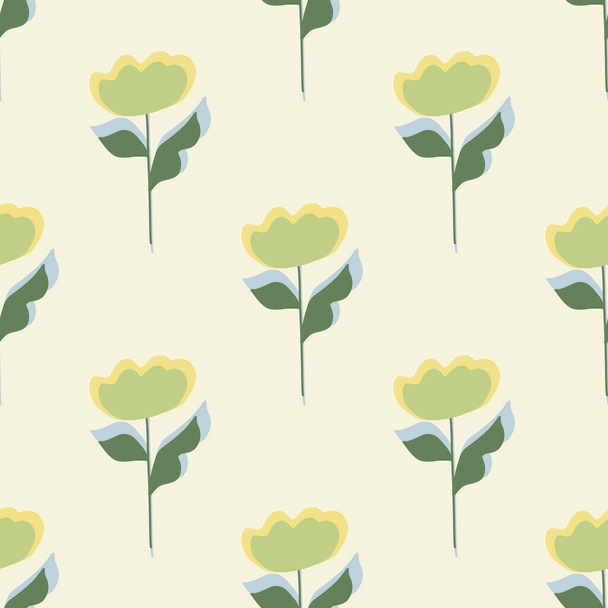 Decorative seamless pattern with pastel green flowers ornament. Pastel light background. Floral print. Vector illustration for seasonal textile prints, fabric, banners, backdrops and wallpapers. - Vector, Image