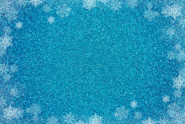 A Blue Glitter Background with a White Border - Photo, Image