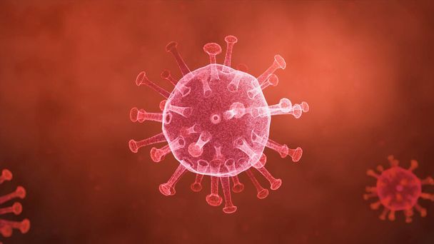 3D maken Coronavirus onder microscoop analyse, nieuwe pathogene infectieuze 2019 nCoV virus uitbraak gevonden in Wuhan China, wetenschappelijk microbiologie concept - Foto, afbeelding