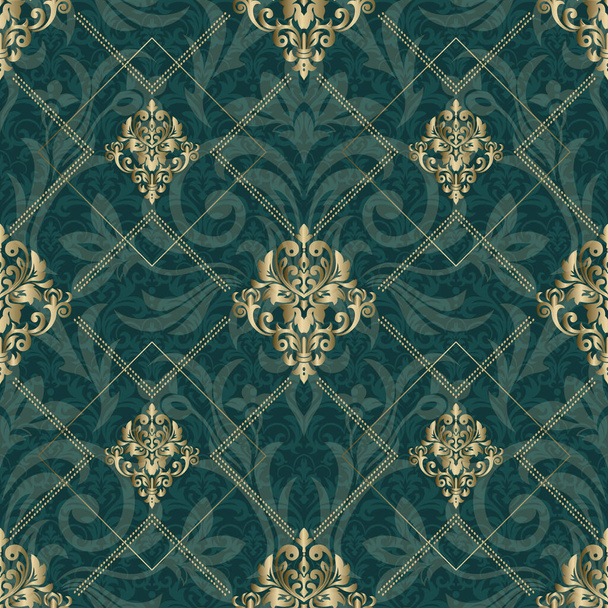 vintage floral seamless pattern element. Damask wallpaper. - Vector, Image