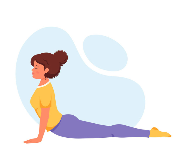Femme pratiquant le yoga. Mode de vie sain, détente, méditation. Illustration vectorielle - Vecteur, image