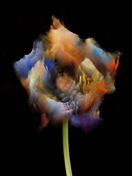 Flowers of Color series. Roses of fractal paint on black on subject of joy, creativity and art. - Фото, зображення