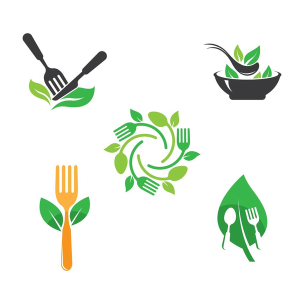 Vegetarian food logo template vector icon - Vector, Image