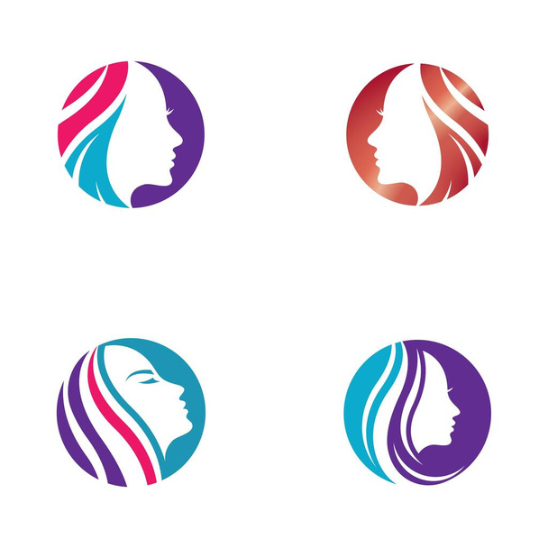 Cabelo de beleza e design do ícone do vetor do logotipo do salão - Vetor, Imagem