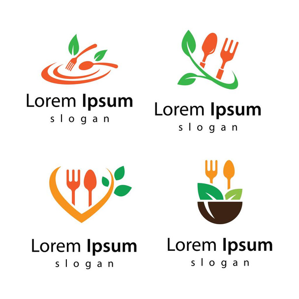 Vegetariano logotipo da comida imagens ilustração design - Vetor, Imagem