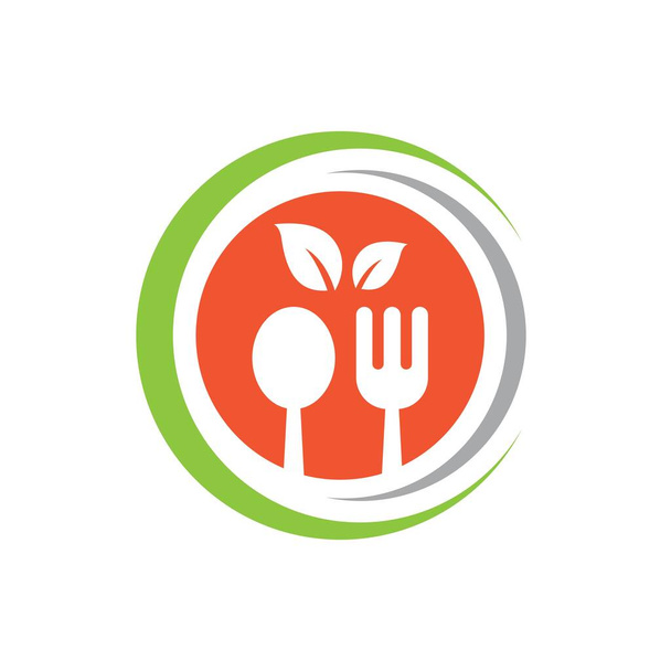 Vejetaryen gıda logosu resim çizimi tasarımı - Vektör, Görsel