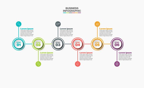 Presentazione business infografica modello con 6 opzioni. - Vettoriali, immagini