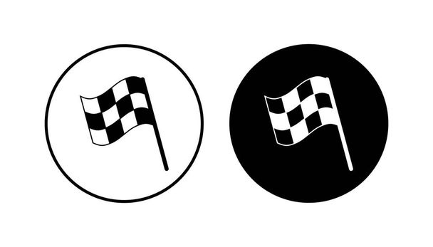 Ikona závodní vlajky nastavena. ikona závodní vlajky.Kostkovaná ikona závodní vlajky - Vektor, obrázek