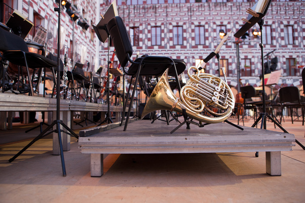 French horn over stage - Photo, Image