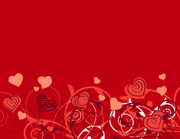 Background with stylixed plants and hearts - Vector, afbeelding