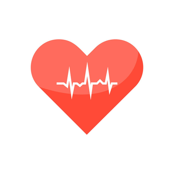 Isolated heart icon with cardiogram on white background. - Вектор, зображення