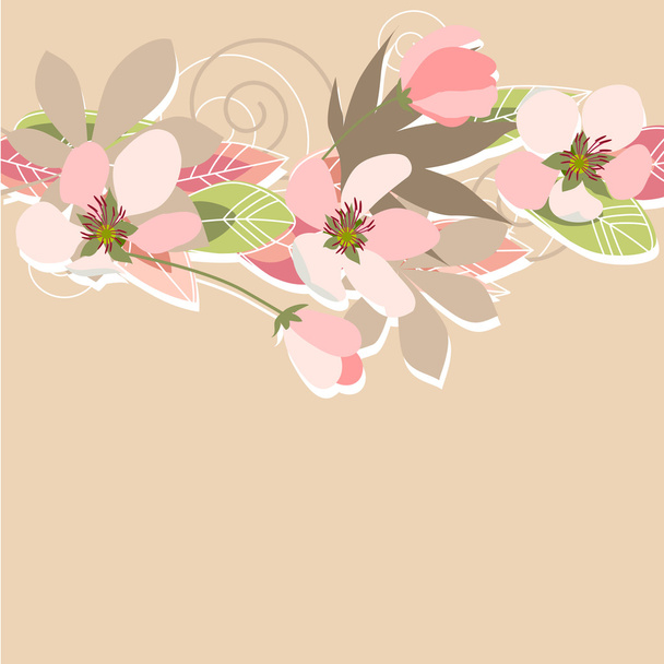 Floral background with stylized flowers - Wektor, obraz