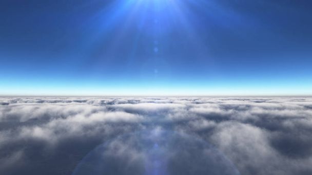 Sopra le nuvole sole raggio, 3d rendering illustrazione - Foto, immagini