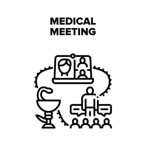 Černý ilustrační koncept vektoru lékařské schůzky - Vektor, obrázek
