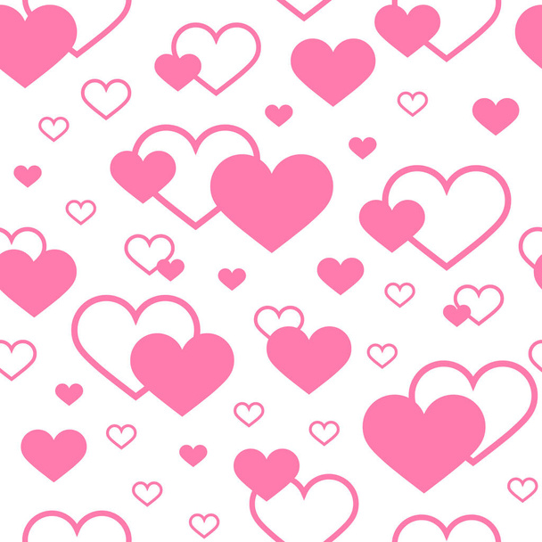 Розовые Сердца на белом. День Святого Валентина. Современная бесшовная модель. Векторная иллюстрация. Идея праздничного дизайна, открытки, праздничные принты, дизайнерская упаковка, стильный текстиль, ткань и т.д. - Вектор,изображение
