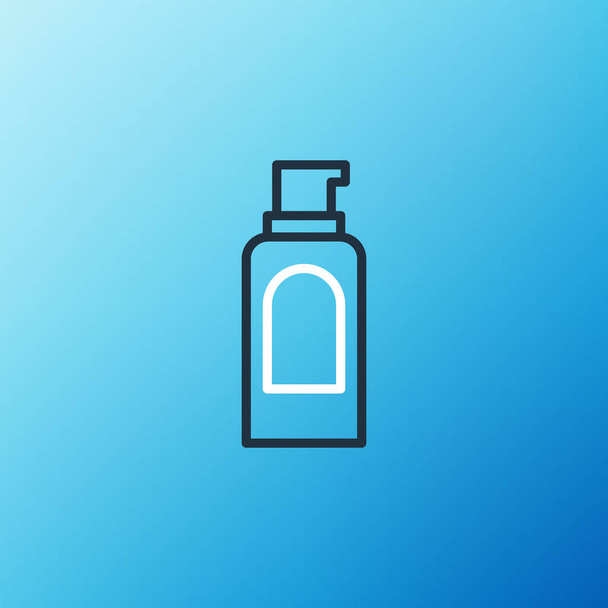 ラインスプレーは、青の背景に隔離されたヘアスプレー、消臭剤、制汗剤のアイコンのためにすることができます。カラフルなアウトラインコンセプト。ベクトル - ベクター画像